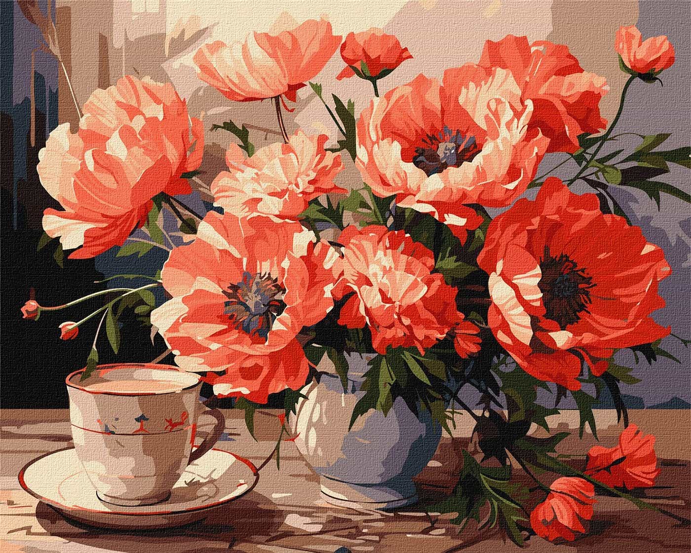 Картина за номерами Ideyka Букет із маками ©art_selena_ua 40х50 см (KHO3263)