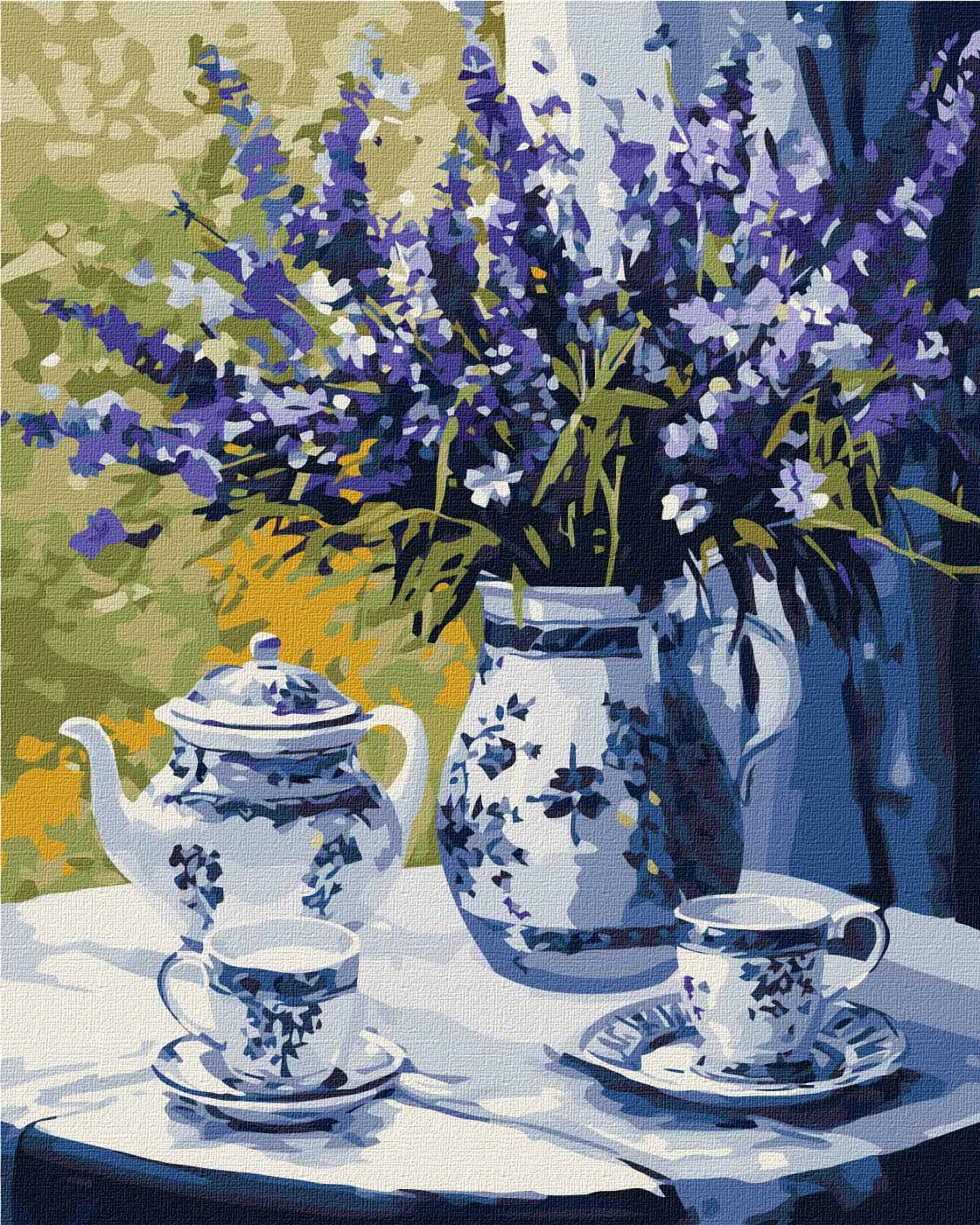 Картина за номерами Ideyka Чаювання з лавандою 40х50 см (KHO3272) - Фото 1