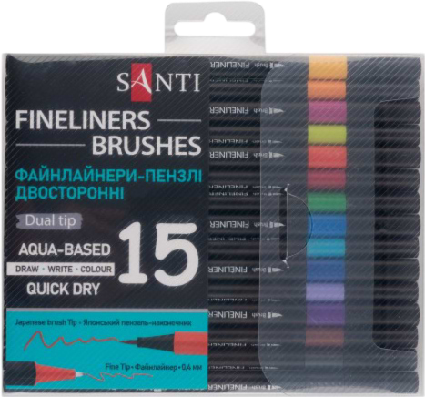 Фото - Фломастери Santi 15 кольорів двосторонні (390996)