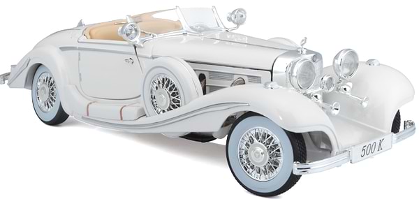 Фото - Колекційна машинка 1:24 Maisto 1936 Mercedes-Benz 500K  Specialroadster (36055 white)