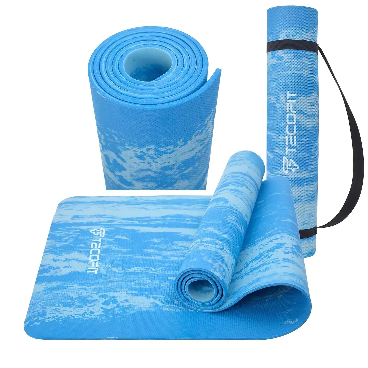 Килимок для йоги та фітнесу TECOFIT EVA Mat 173х61х6 мм Blue marble (TOP240214835) - Фото 1