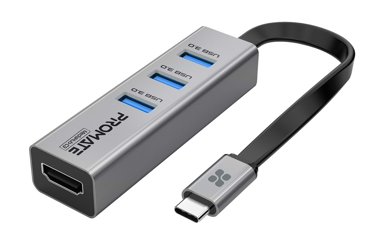 Хаб USB Promate Mediahub-c3.grey - Фото 1