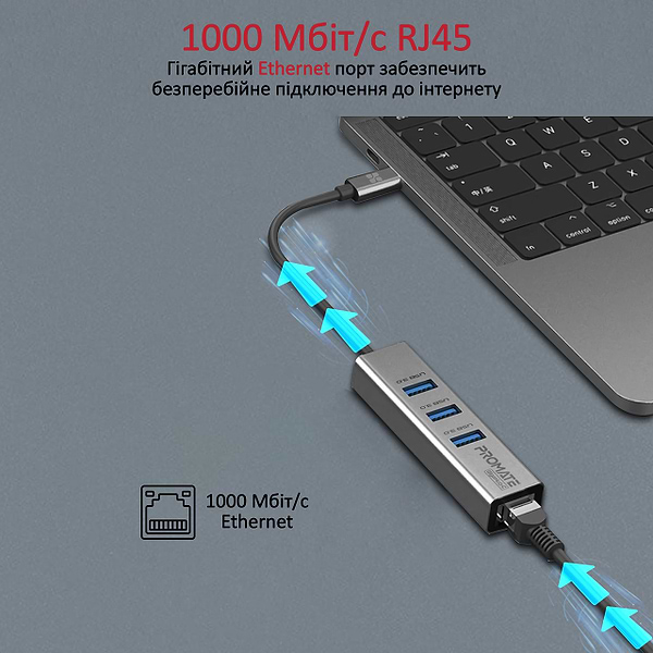 Фото - Хаб USB Promate Gigahub-c.grey