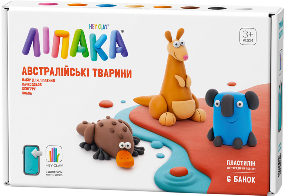 Маса для ліплення Ліпака Австралійські тварини: Качконіс, Кенгуру, Коала (60052-UA01) - Фото 1