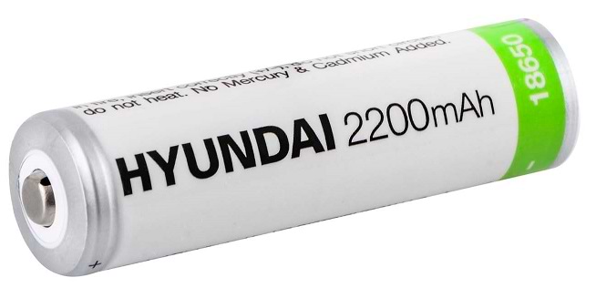 Акумулятор тип 18650 Hyundai 18650 Li-ion 2200mAh (Sharp Top) - Фото 1