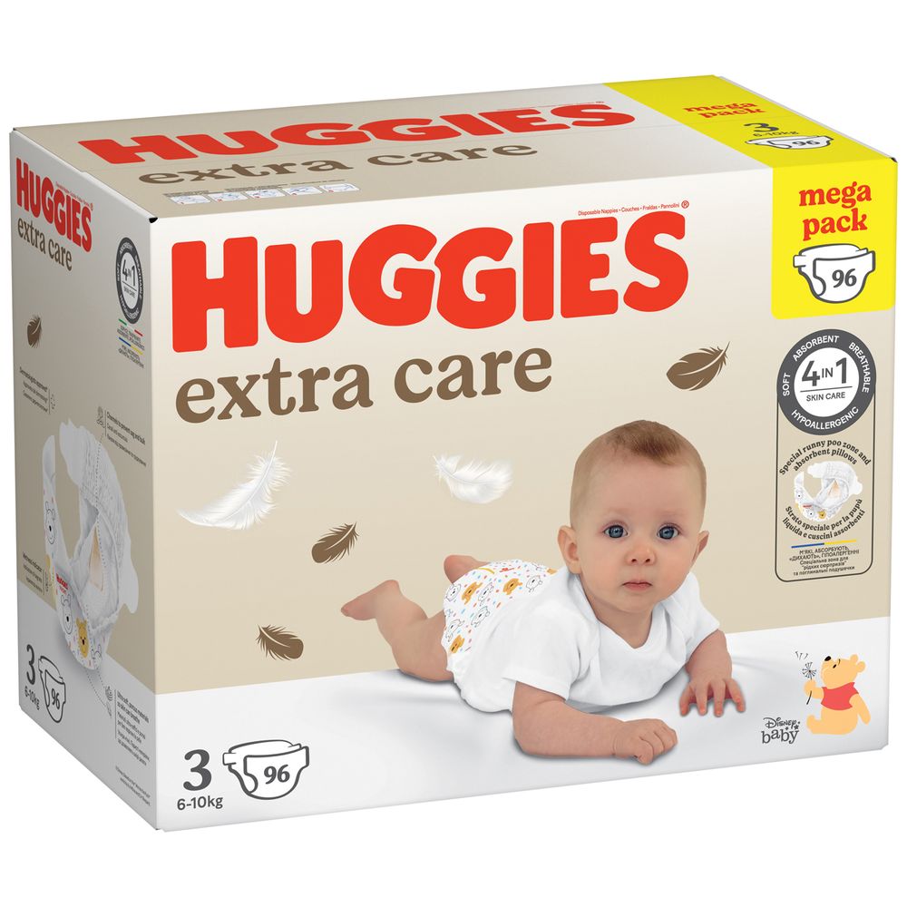 Фото - Уценка - Одноразовые подгузники Huggies Extra Care Size Размер 3 (6-10 кг), 96 шт. (5029053577944)