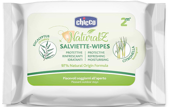 Фото - Серветки від комарів для дітей Chicco Naturalz 20 шт. (11599.00)