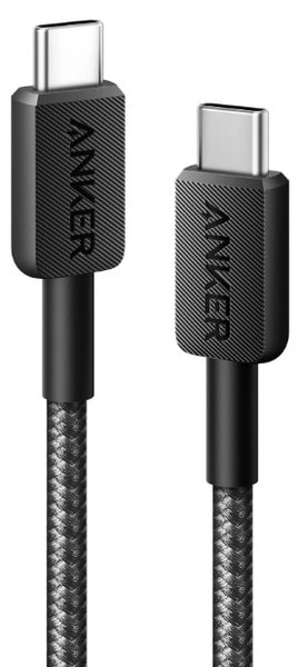 Кабель синхронізації даних Anker 322 USB-C to USB-C - 0.9m Nylon Black (A81F5G11) - Фото 1