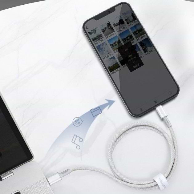 Фото - Кабель синхронізації даних Baseus Type-C to Lightning PD 20W 1m White (CATLGD-02)