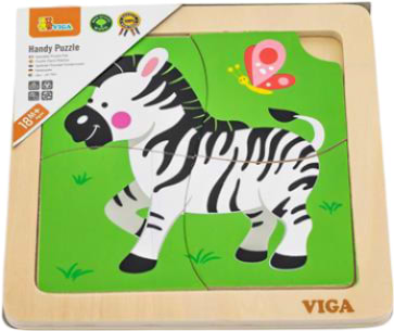 Головоломка из дерева Viga Toys Зебра 4 эл. (51317) - Фото 1