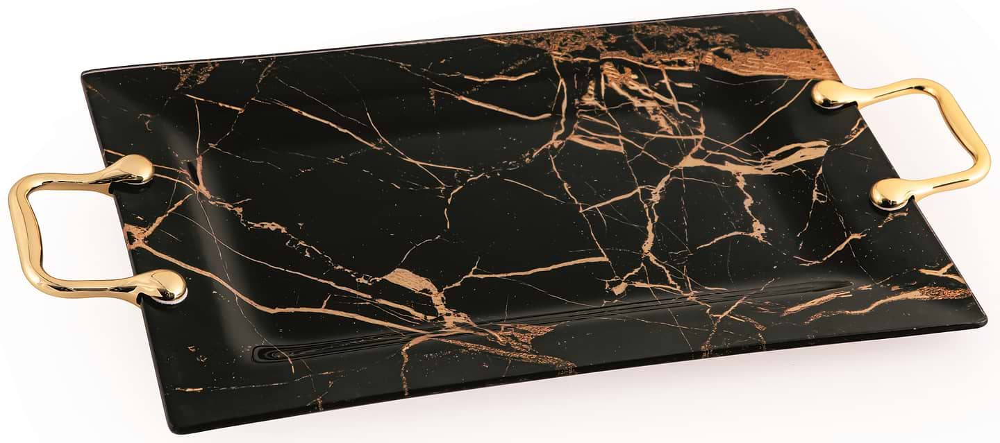 Блюдо Viva Marble Black с ручками 35х22.5 см (S3235-Z306)