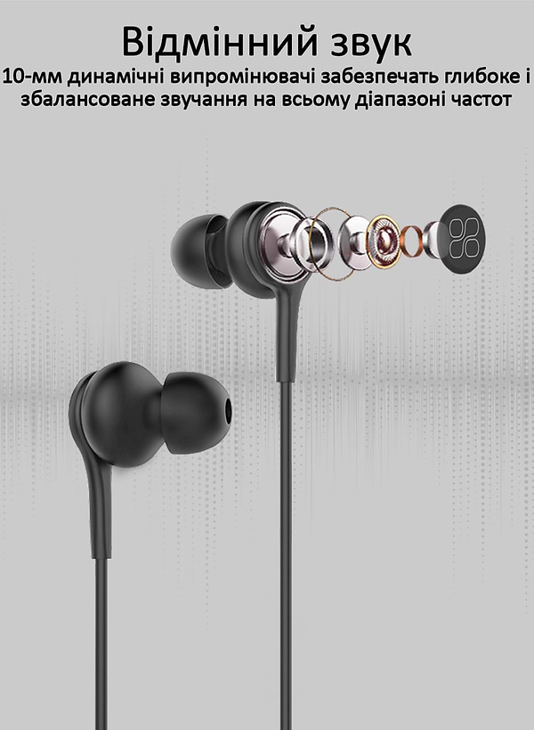 Фото - Навушники вкладиші дротові Promate Duet.Black