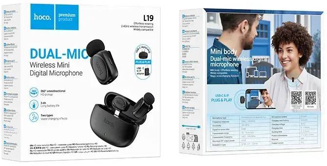 Фото - Микрофон для смартфона HOCO L19 Black (6942007655477)