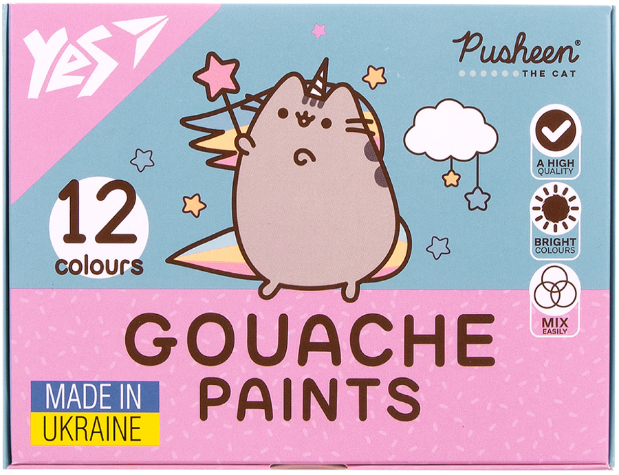 Фарби YES Pusheen 12 кол. 20 мл (230402)