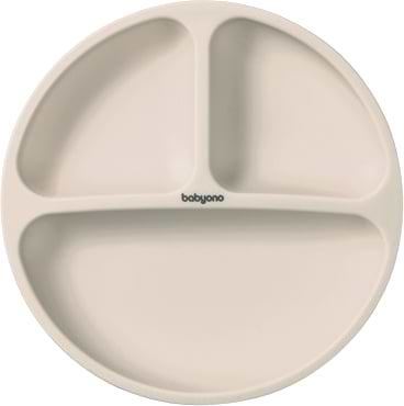 Тарілка для малюка BabyOno на три секції з присоскою Бежевий (1482/04) - Фото 1