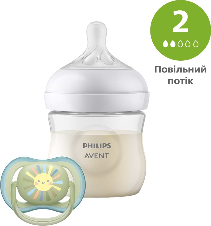 Пляшка для годування Philips Avent Natural Природний Потік 125 мл + пустушка Ultra Air 0-6 міс. (SCD837/10) - Фото 1