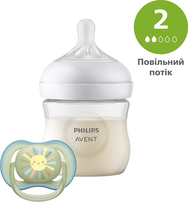 Фото - Пляшка для годування Philips Avent Natural Природний Потік 125 мл + пустушка Ultra Air 0-6 міс. (SCD837/10) Фото - Пляшка для годування Philips Avent Natural Природний Потік 125 мл + пустушка Ultra Air 0-6 міс. (SCD837/10)