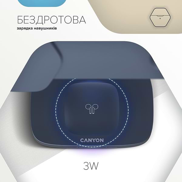 Фото - Беспроводное зарядное устройство Canyon Hexagon WCS-310 QI 3 in 1 Light Grey Orange (CNS-WCS310LGOR)