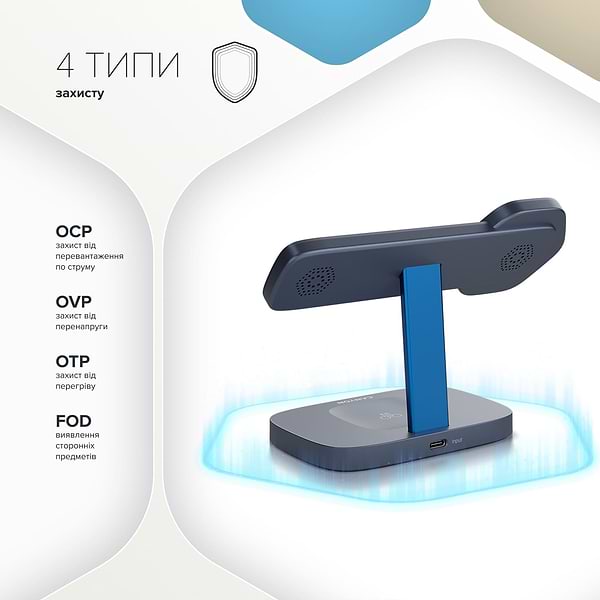 Фото - Беспроводное зарядное устройство Canyon Hexagon WCS-310 QI 3 in 1 Light Grey Orange (CNS-WCS310LGOR)