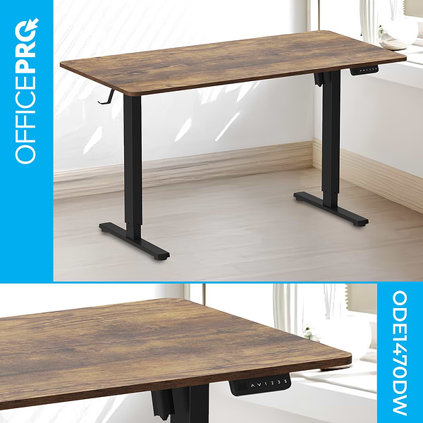 Фото - Стіл комп'ютерний OfficePro ODE1470DW Dark Wood/Black