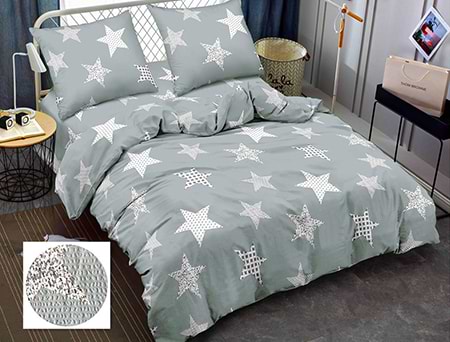 Комплект постельного белья Zastelli Серые звезды JH5827-3 жатка 2х145х210 см серая (20592)
