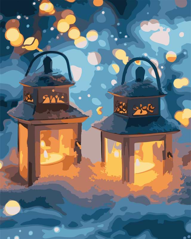 Картина по номерам Santi Фонарики в снегу 40х50 см (955084)