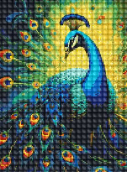 Алмазний живопис Ideyka Витончений павич з АВ стразами 30х40 см (AMC7869)