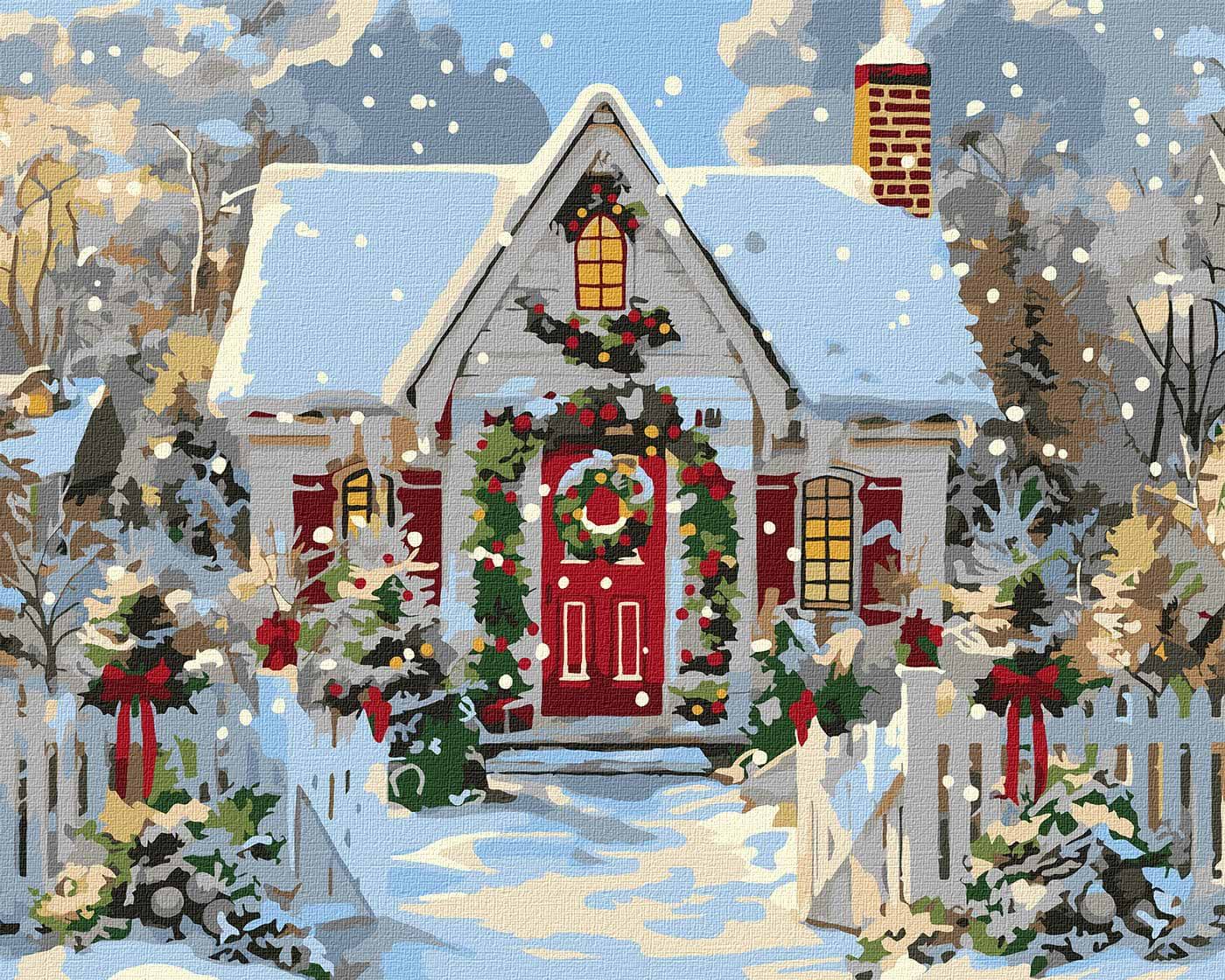 Картина по номерам Ideyka Рождественский домик 40х50 см (KHO6358)