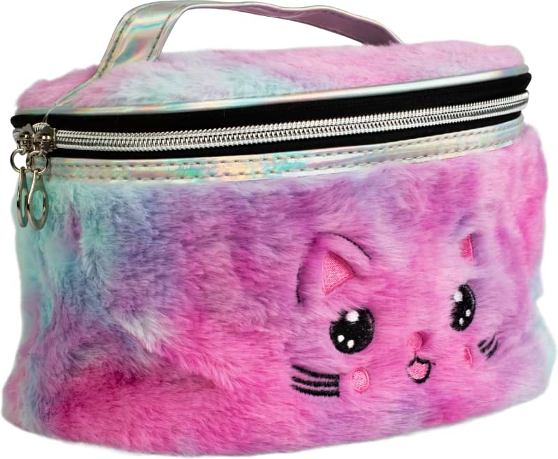 Сумочка-косметичка Lukky с принтом "Киса", плюшевая 20x13x12 см (T21408)