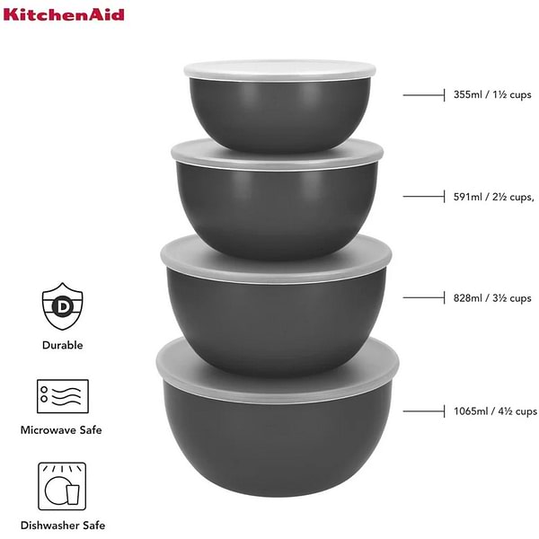 Фото - Набір мисок KitchenAid Coreline 355/591/828/1065 мл 4 шт. (KQG176OSCGG)