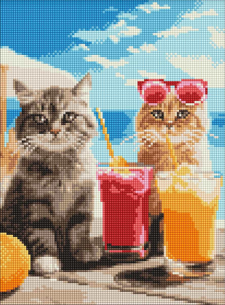 Алмазная живопись Ideyka Котики на отдыхе 30х40 см (AMO8145)