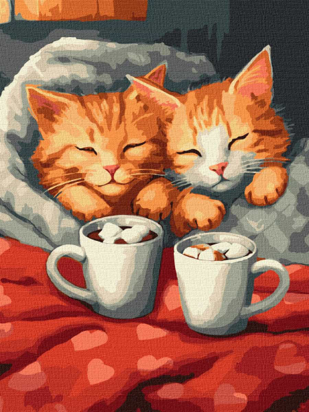 Картина за номерами Ideyka Закохані коти 30х40 см (KHO6588) - Фото 1