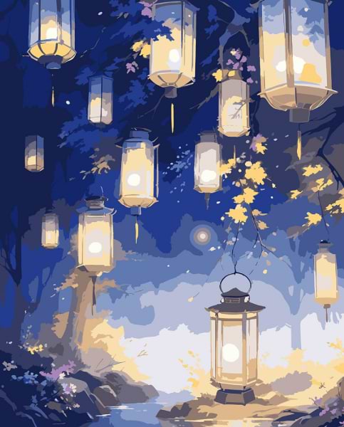 Картина по номерам Santi Волшебный лес с фонариками 40x50 см, LED подсветка (955108)