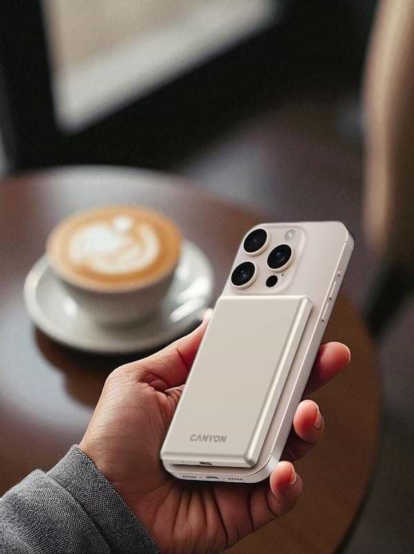 Фото - Батарея мобильная Canyon OnPower 505 slim Magsafe 5000 mAh PD20W Beige (CNS-CPB505BE)