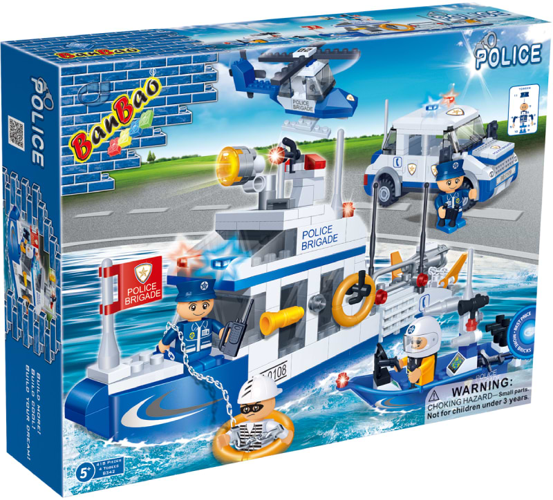 Пластиковий конструктор Banbao "Поліція" Поліцейський транспорт (418 ел.) (8342)