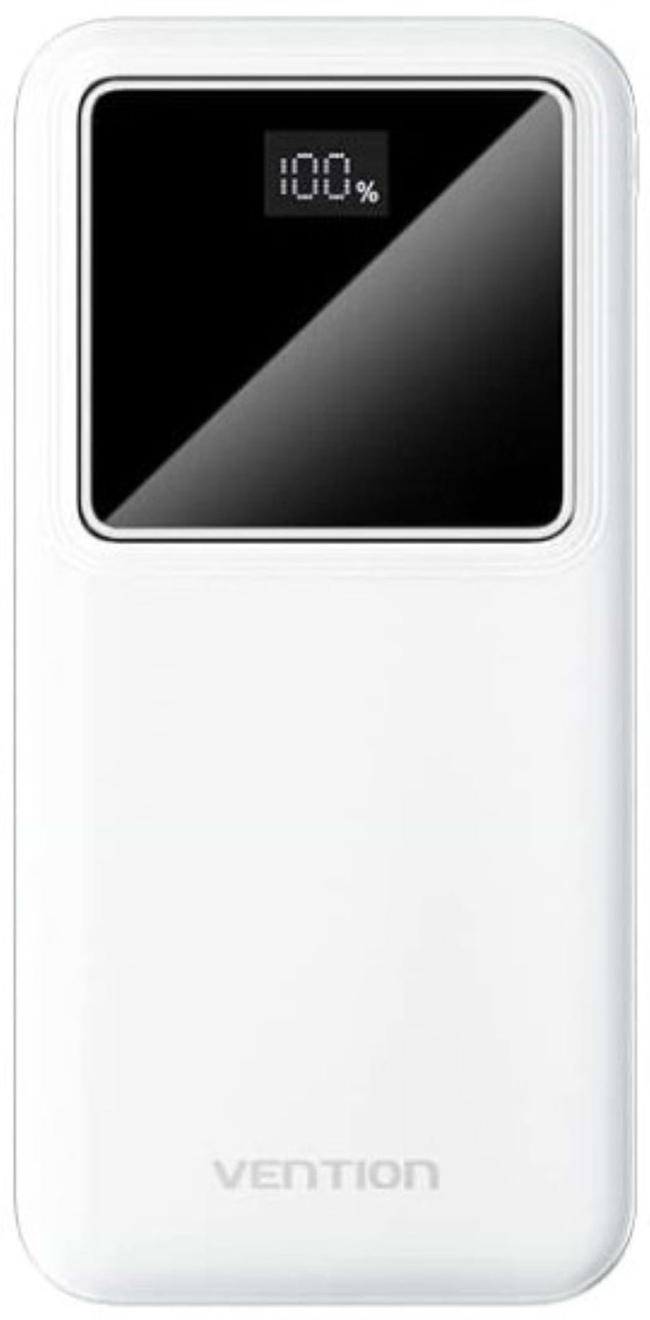 Батарея мобильная Vention 30000mAh 22.5W 3A PD QC3.0 Micro-USB USB-C 2xUSB-A LED Display White (FHMW0) - Фото 1