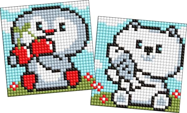 Набір для виготовлення декору Ideyka з алмазною мозаїкою на магнітній основі для дітей Пінгвін та ведмежатко 9x9 см (AMG1092)