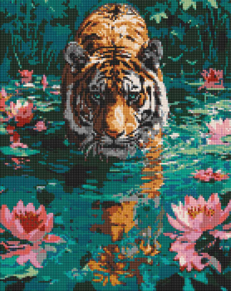 Алмазная живопись Ideyka Тигр на охоте 40х50 см (AMO8045)