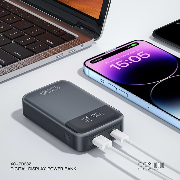 Фото - Батарея мобільна XO PR232 - 10000 mAh PD30W + PPS33W (PR232_Black)