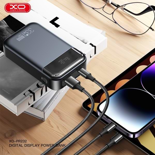Фото - Батарея мобільна XO PR232 - 10000 mAh PD30W + PPS33W (PR232_Black)