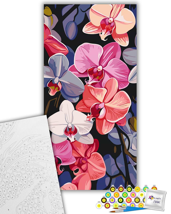 Фото - Картина за номерами ArtCraft Яскраві орхідеї 40х80 см (13072-AC)