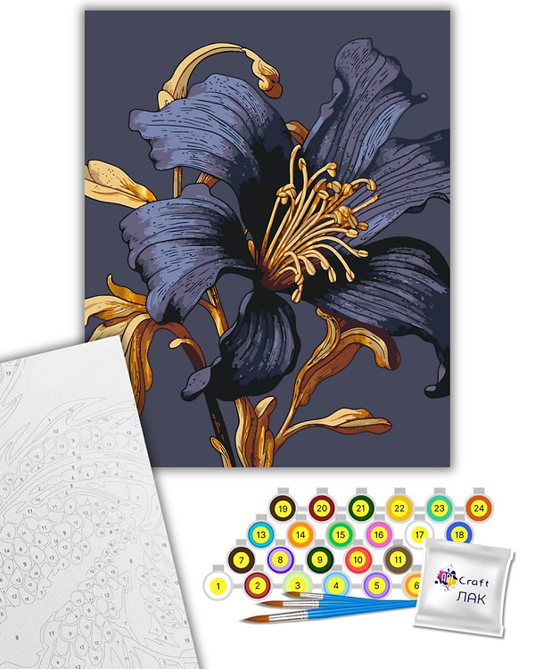 Фото - Картина за номерами ArtCraft Таємнича лілія з металізованими фарбами 40х50 см (13151-AC)