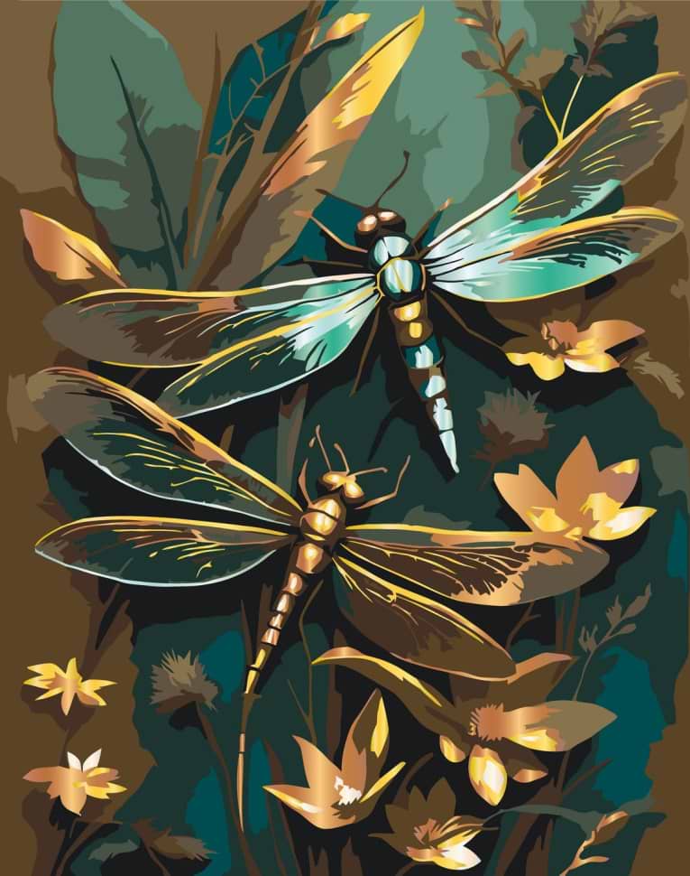 Картина по номерам ArtCraft Блестящие стрекозы с металлизированными красками 40х50 см (11599-AC)