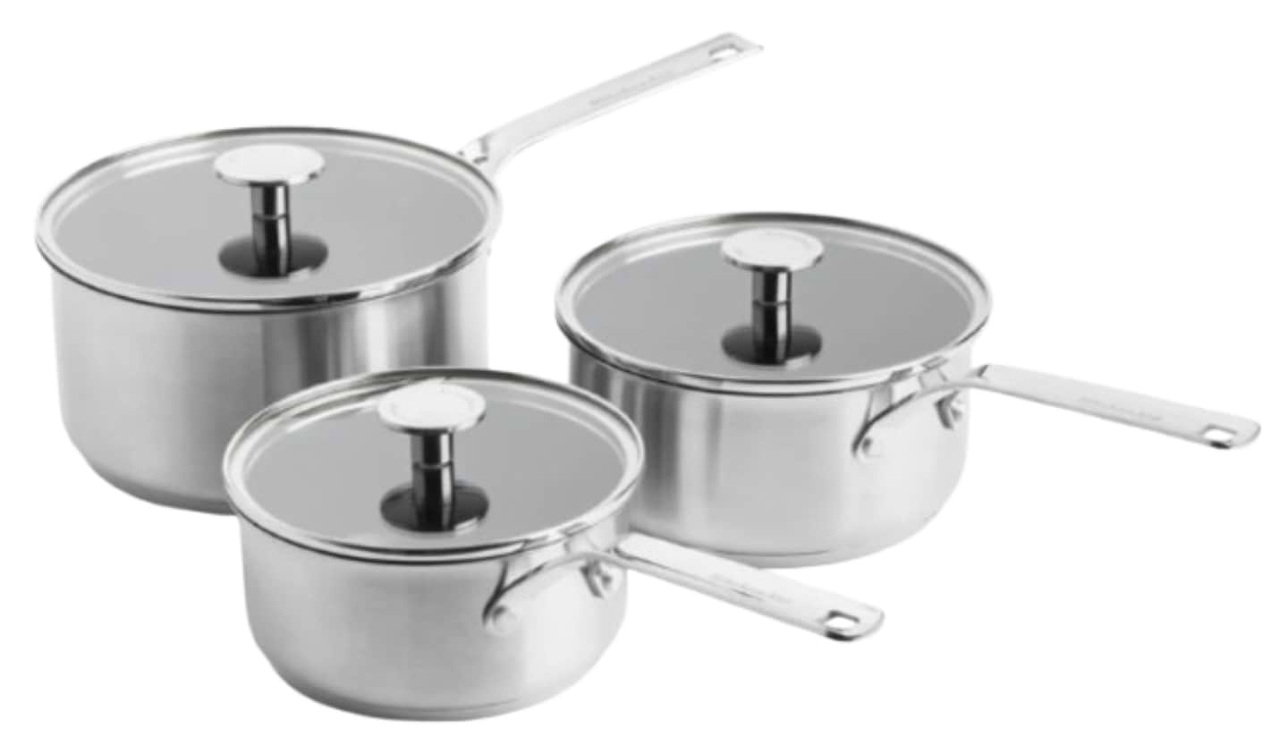 Набір ковшів KitchenAid з кришками KitchenAid SSS, 16/18/20 см, 1.5/2.1/3.1 л (CC005740-001) - Фото 1
