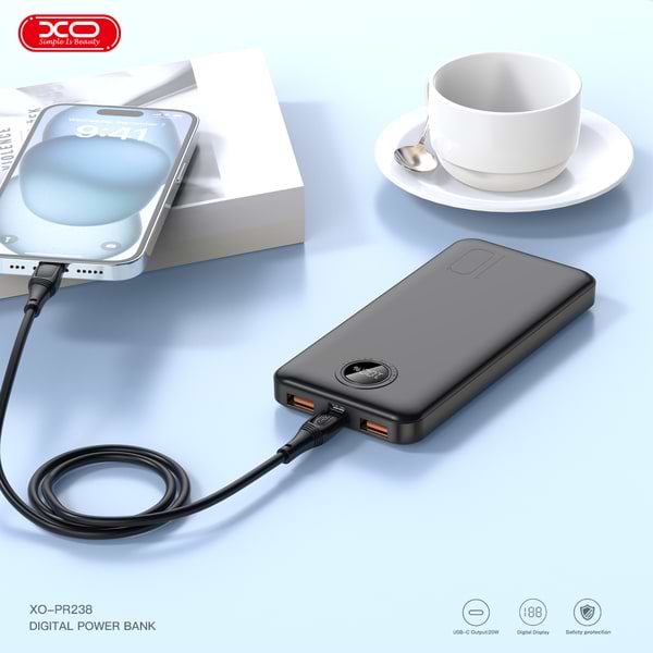 Фото - Батарея мобільна XO PR238 - 10000 mAh PD20W + QC22.5W (PR238_Black)