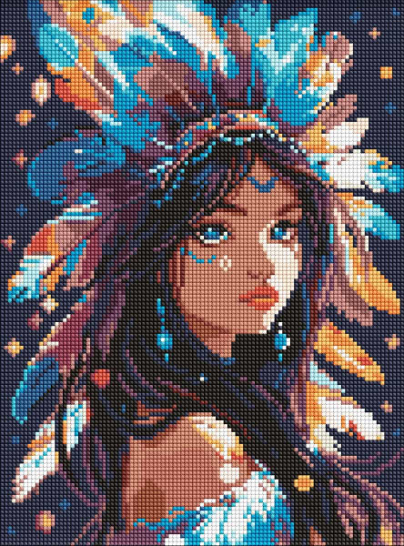 Алмазная живопись Ideyka Девушка-индианка 30х40 см (AMO8069)