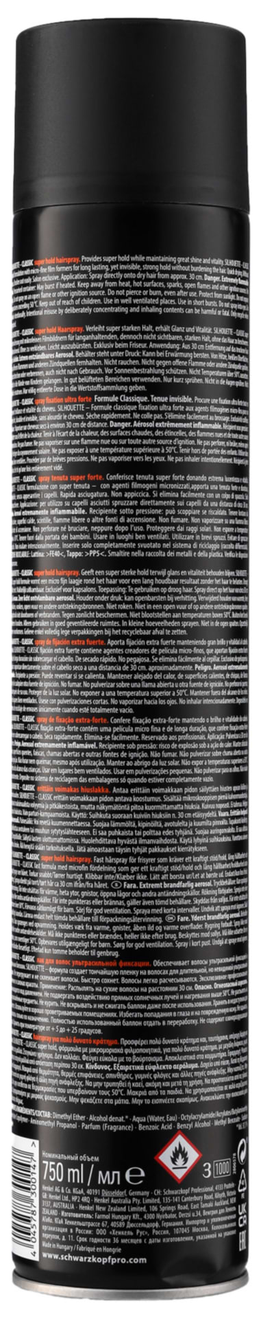 Фото - Лак для укладки волос Schwarzkopf Prof. супер сильной фиксации SILHOUETTE 750 мл (4045787300147)