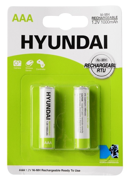 Акумулятор тип AAA Hyundai HR03 1000mAh 2 шт/уп. (HT7005002) - Фото 1