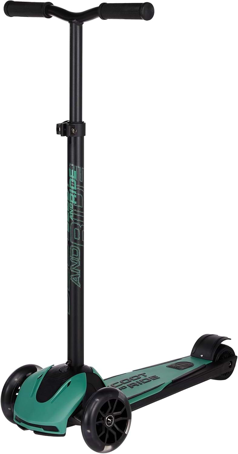 Триколісний самокат Scoot&Ride Highwaykick-5 з колесами що світяться сіро-зелений (SR-190117-FOREST) - Фото 1