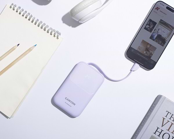Фото - Батарея мобільна Canyon OnPower 101 built-in cable 10000 mAh PD22.5W Purple (CNS-CPB101PU)